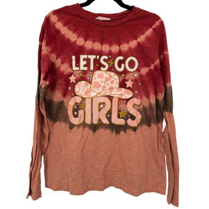 Let's‎ Go Girls Upcycled Tie Dyed Screen Printed Ces Femme Brand Shirt Size M